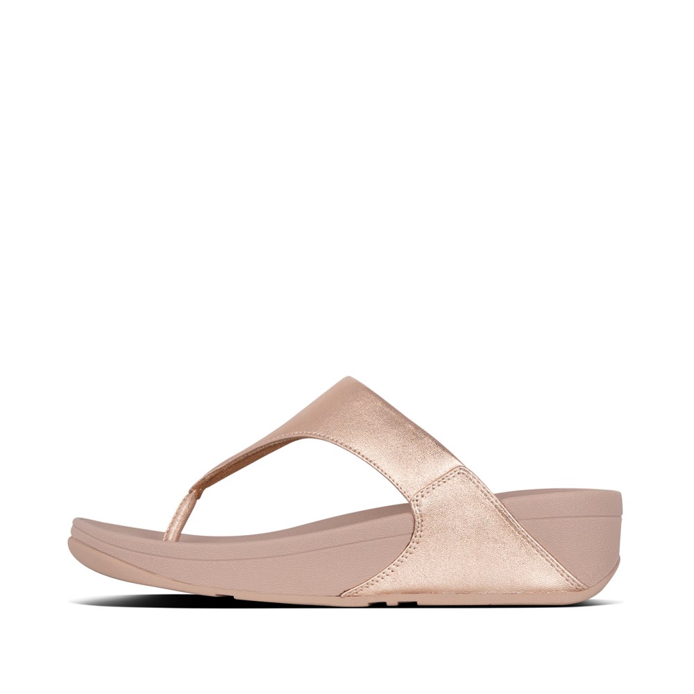 Fitflop Womens Sandals Rose Gold - Lulu Leather Toe-post - 16ZORYVMU